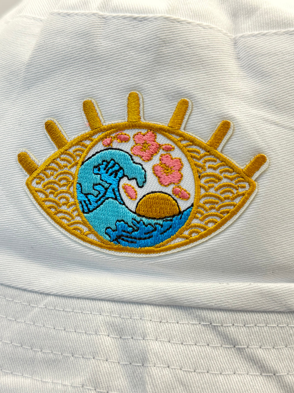 Embroidered Beach Vibes Lucky Eyes Bucket Hat
