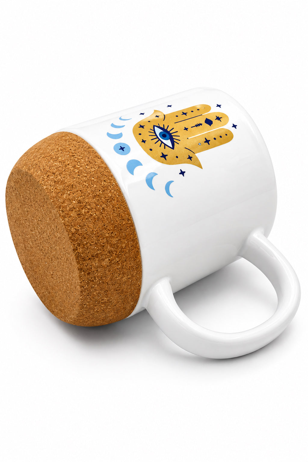 Hamza Hand Ceramic Mug w/ Cork Base & Lid - 15oz