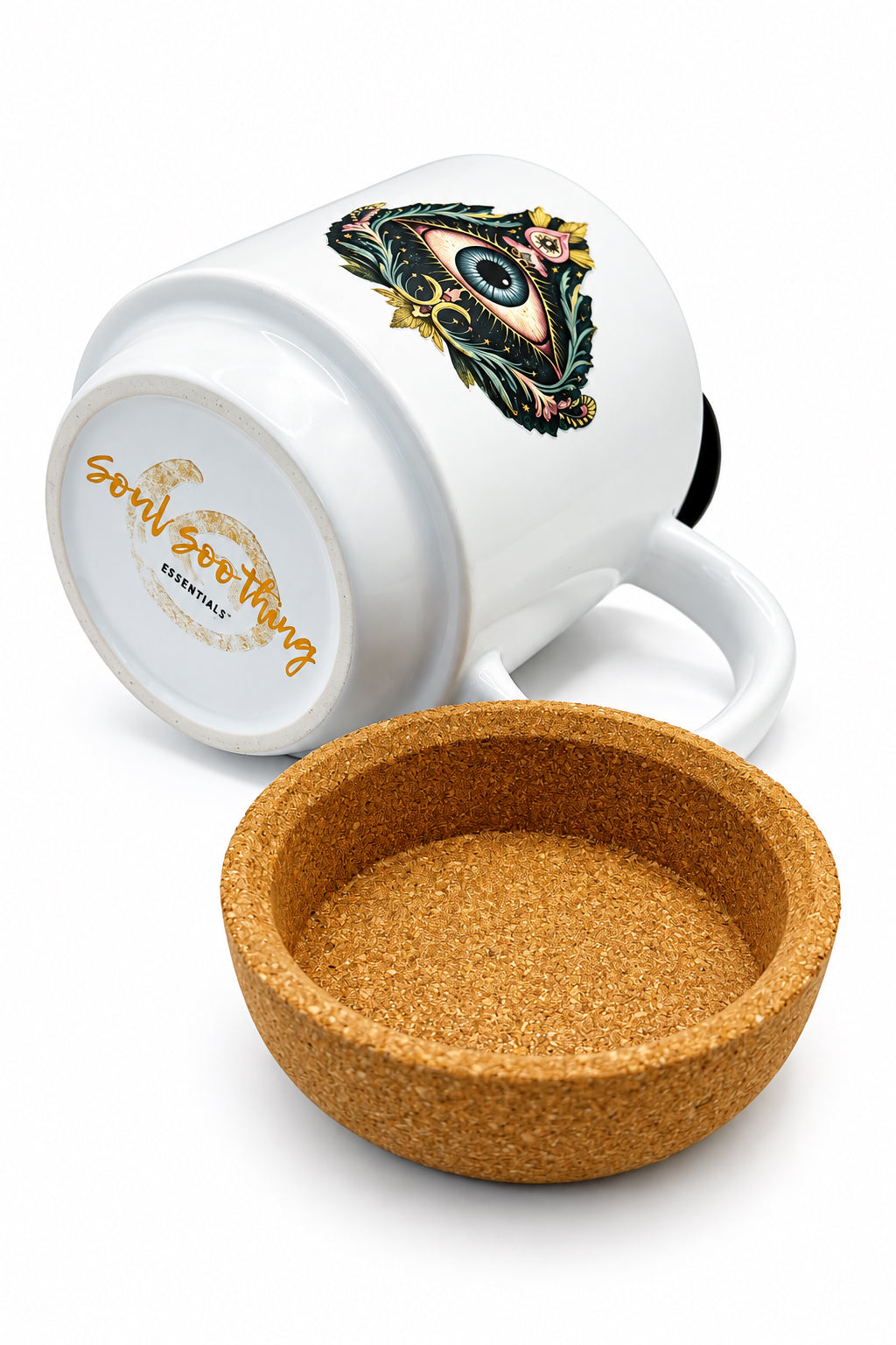 Magical Eye Ceramic Mug w/ Cork Base & Plastic Lid - 15oz