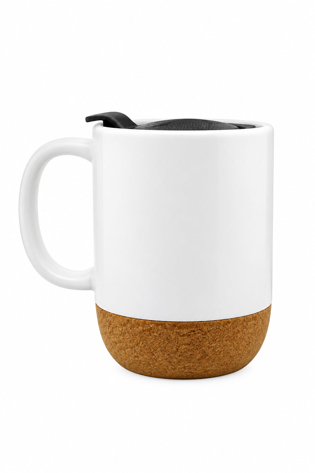 Blue Eye Ceramic Mug with Cork Base & Plastic Lid - 15oz