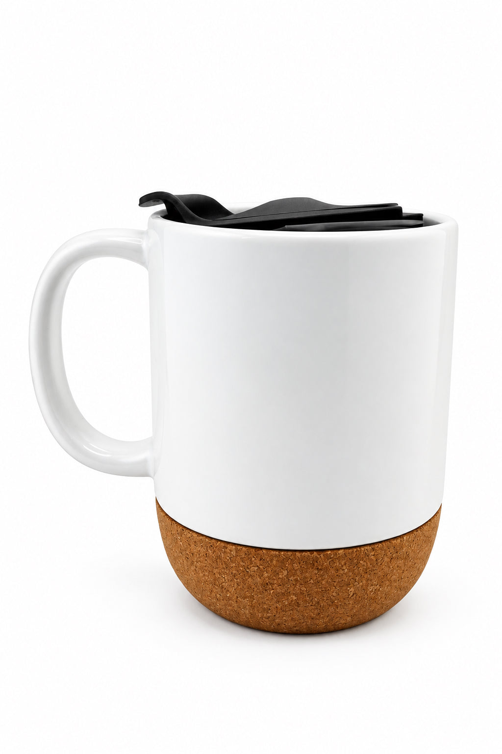Turkish Eye Ceramic Mug w/Cork Base & Plastic Lid - 15oz
