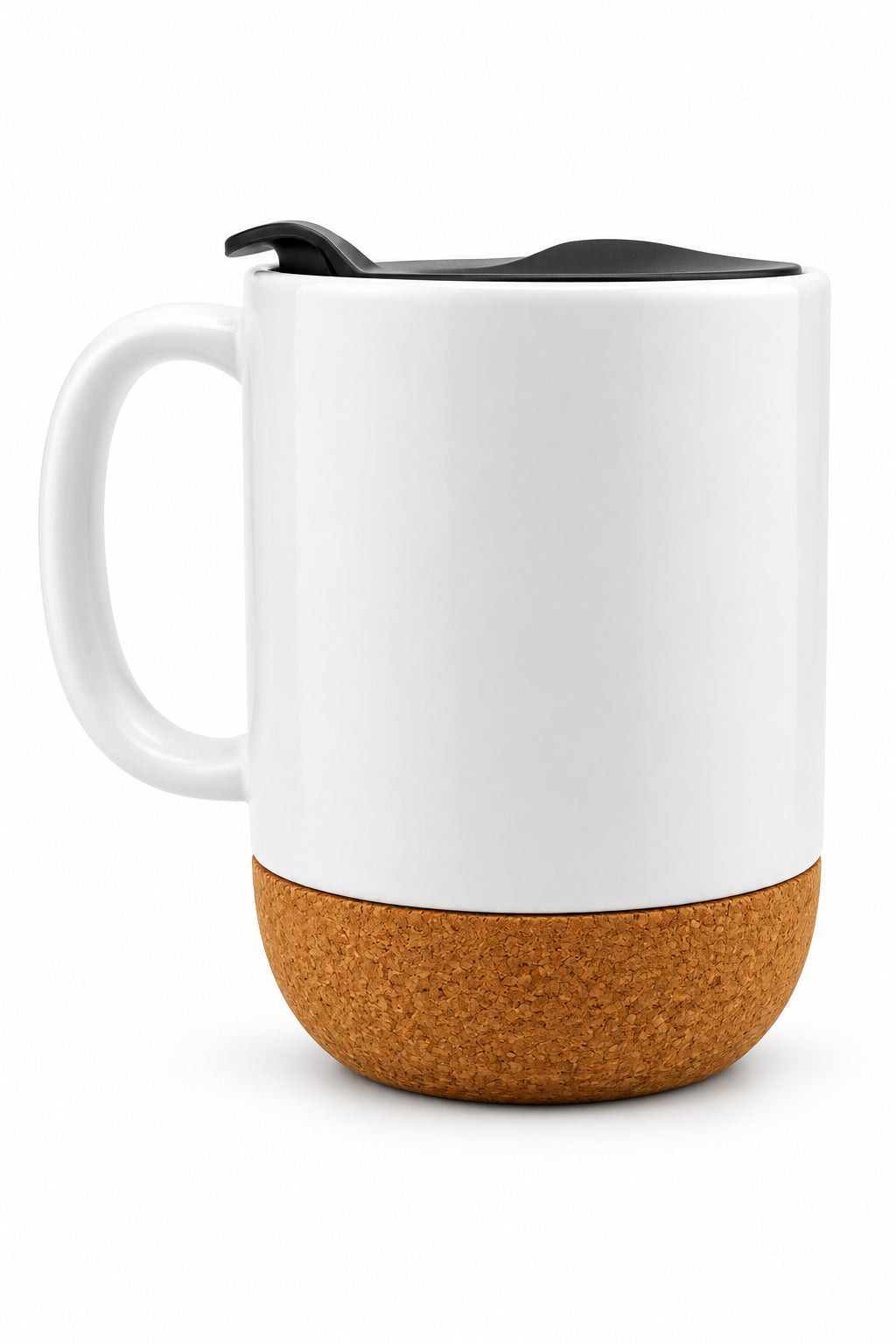 Bright Blue Eyes Ceramic Mug W/ Cork Base & Plastic Lid - 15oz