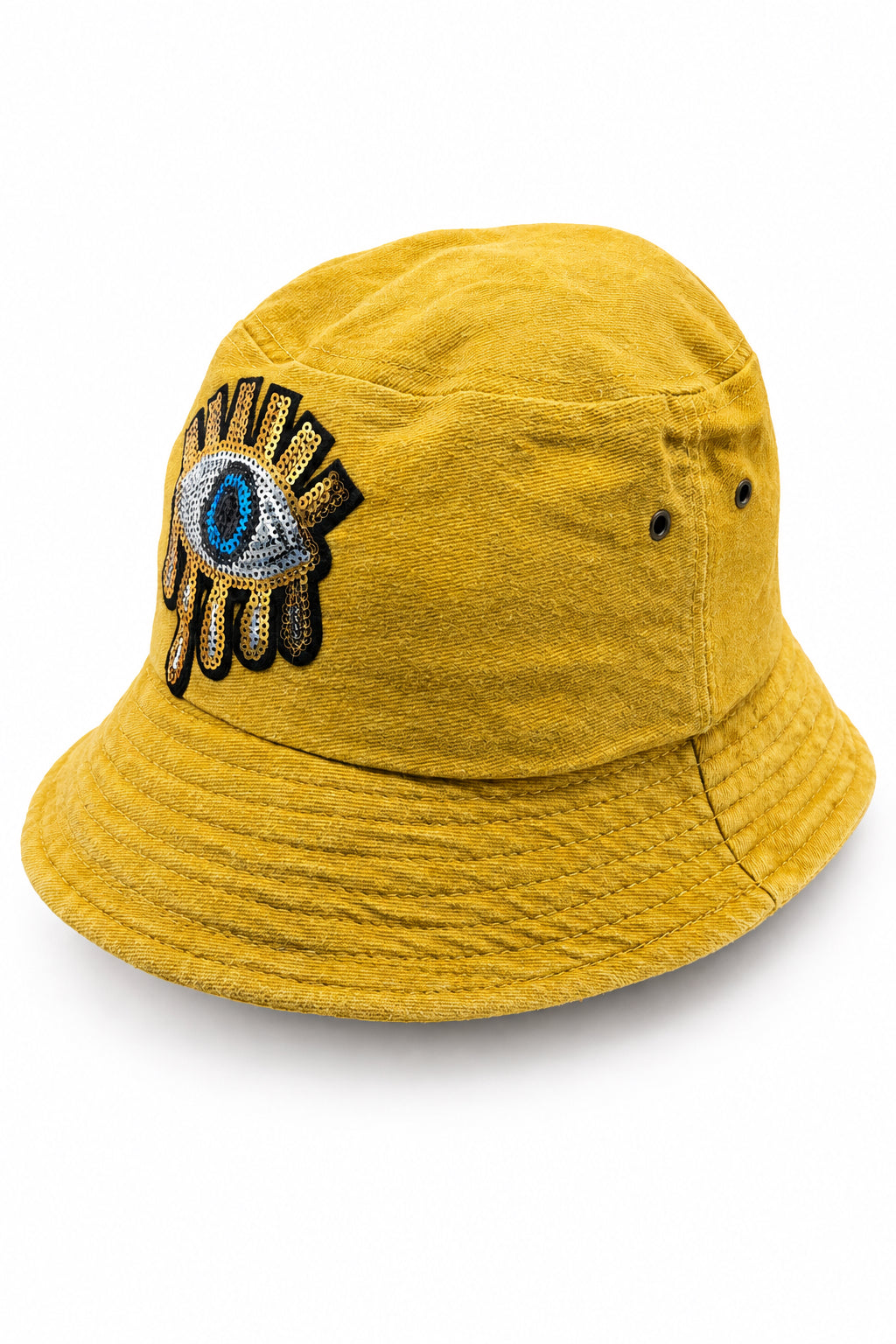 Golden Embroidered Sequin Melting Turkish Eye Bucket Hat
