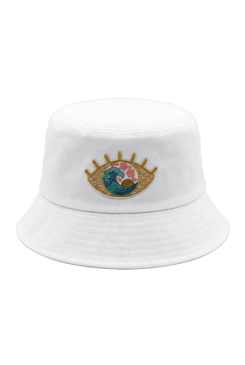 Embroidered Beach Vibes Lucky Eyes Bucket Hat