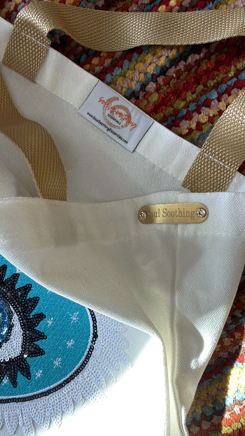 Embroidered Sequin Heart Tote Bag