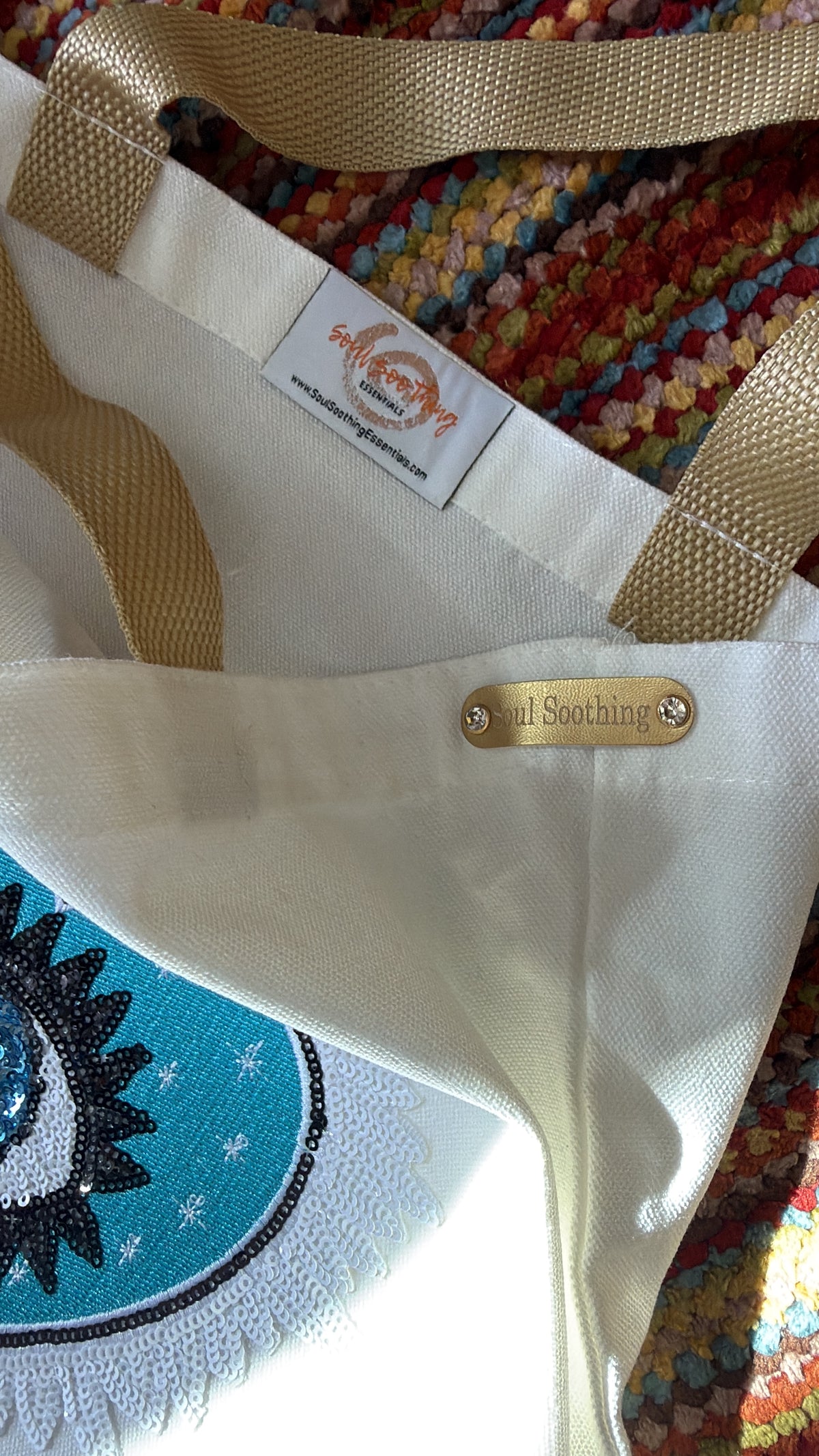 Embroidered Sequin Heart Tote Bag