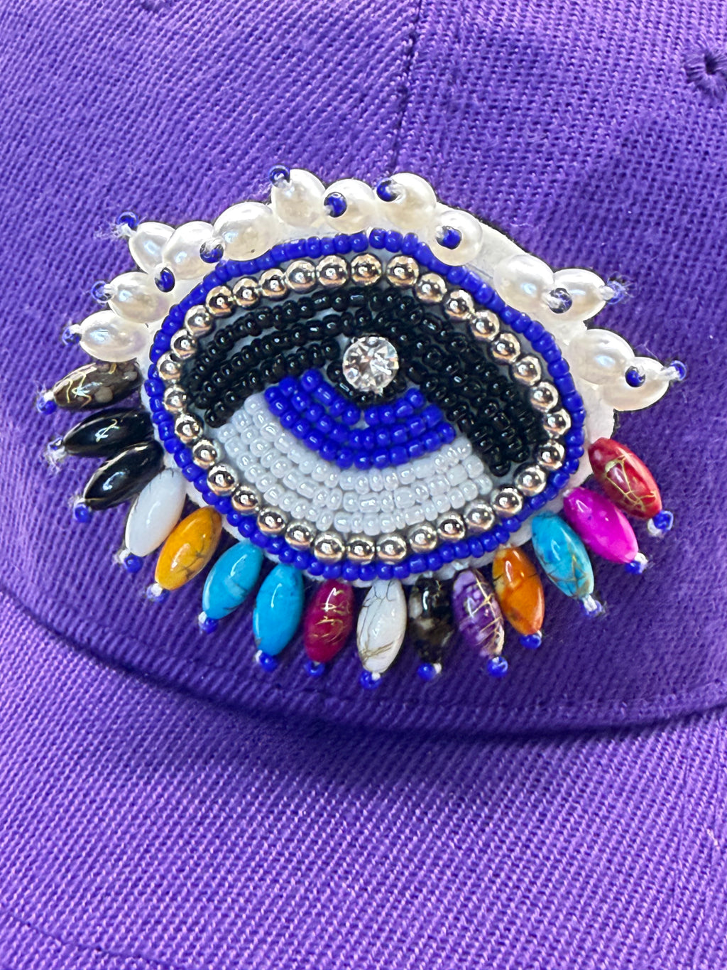 Purple Beaded Turkish Eye Baseball Cap