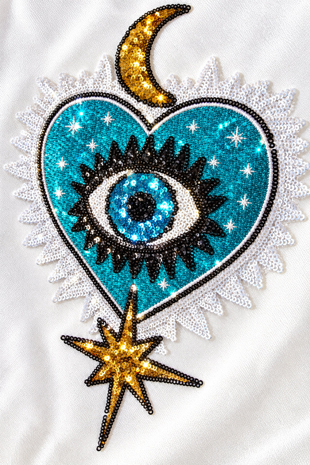 Embroidered Sequin Heart Tote Bag