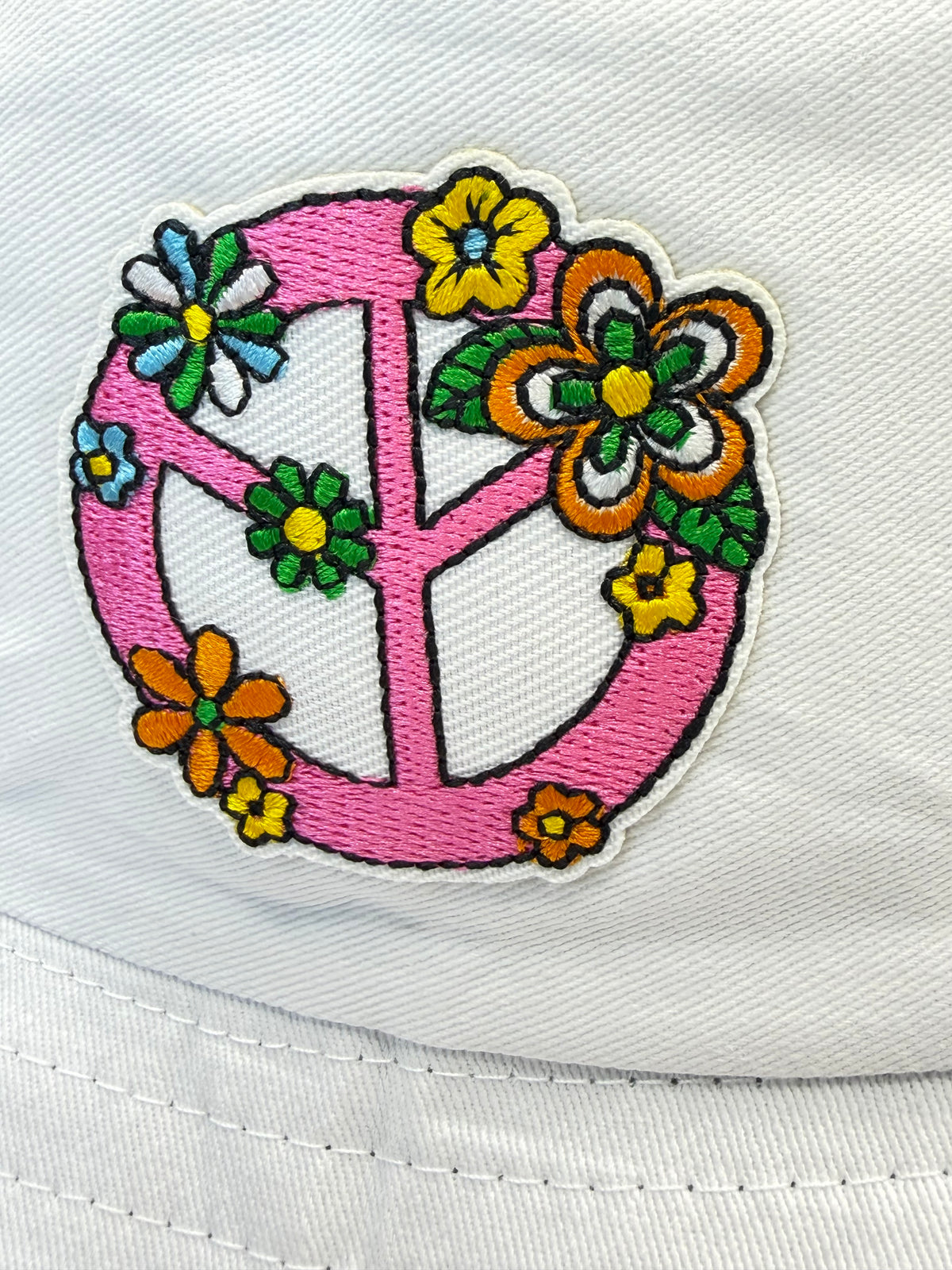 Embroidered Pink Peace & Love Bucket Hat