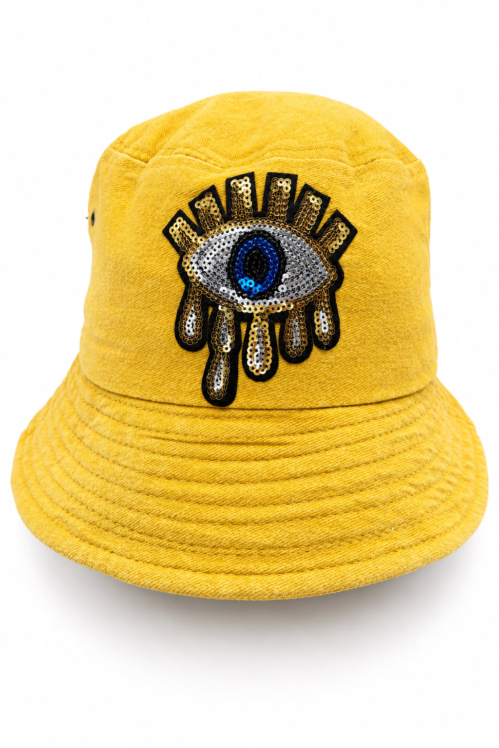 Golden Embroidered Sequin Melting Turkish Eye Bucket Hat
