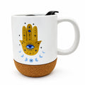 Hamza Hand Ceramic Mug w/ Cork Base & Lid - 15oz