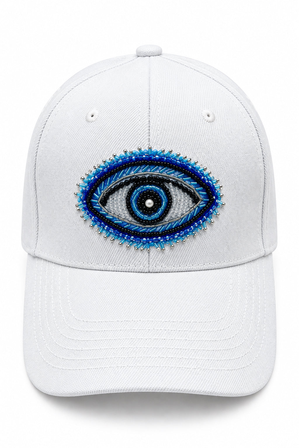 Sparkling Beaded Blue Eye Hat