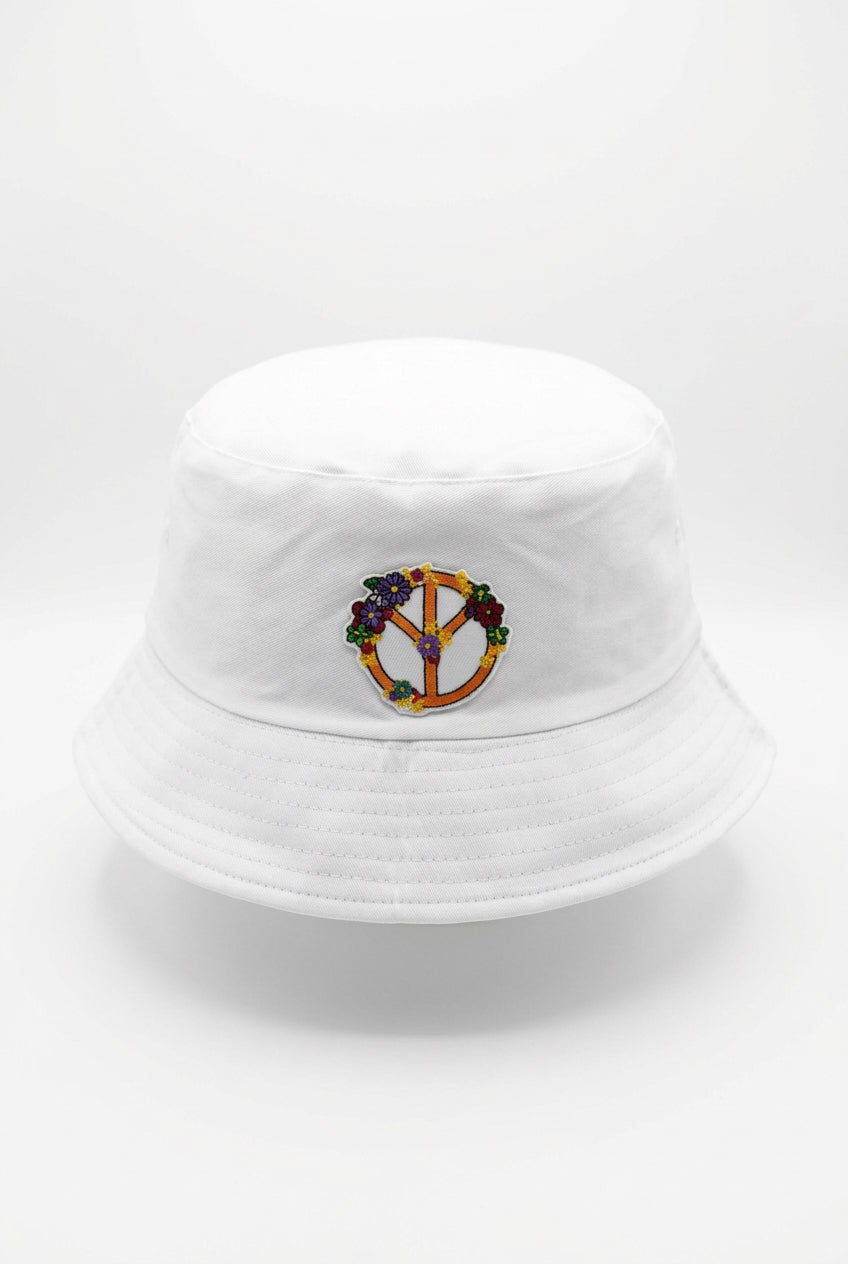 Embroidered Peace & Love Bucket Hat