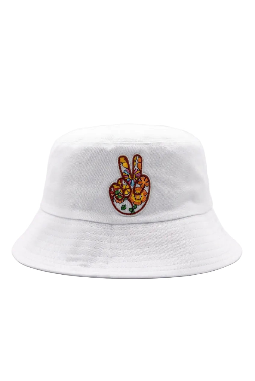 Embroidered Peace & Love Hand Bucket Hat