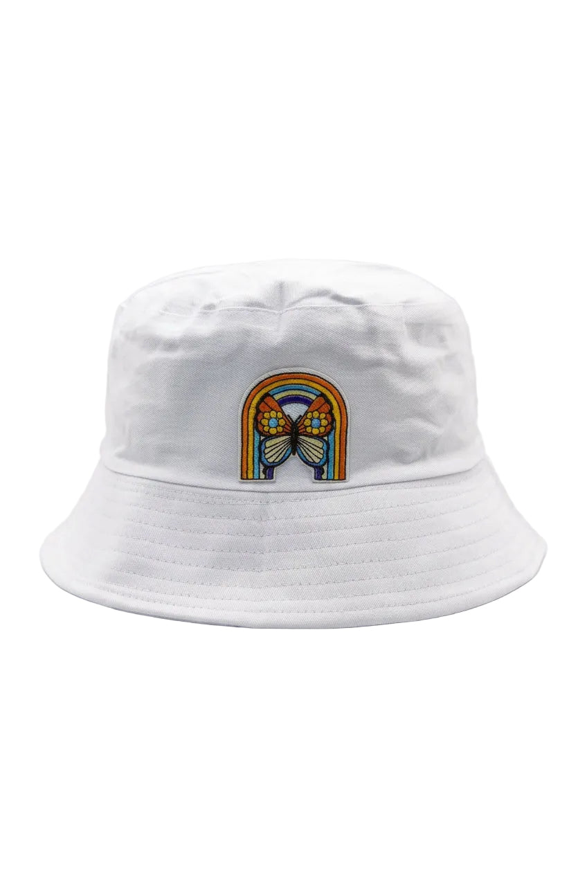 Embroidered Rainbow Butterfly Bucket Hat