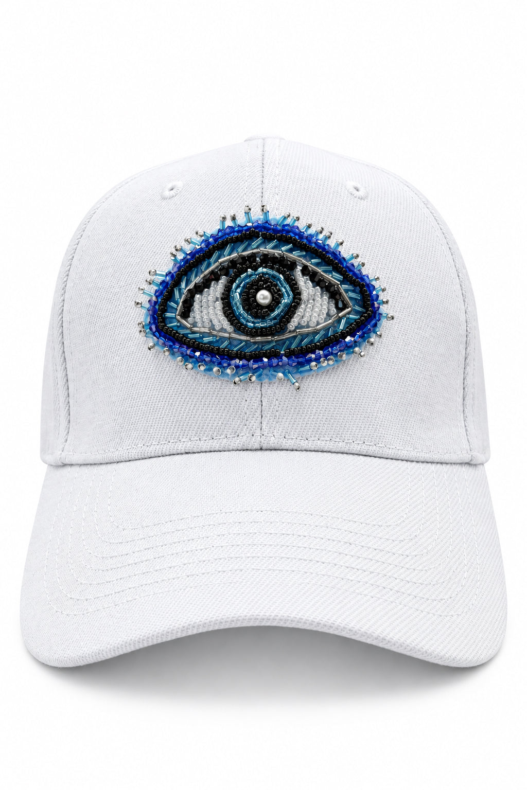 Sparkling Beaded Blue Eye Hat