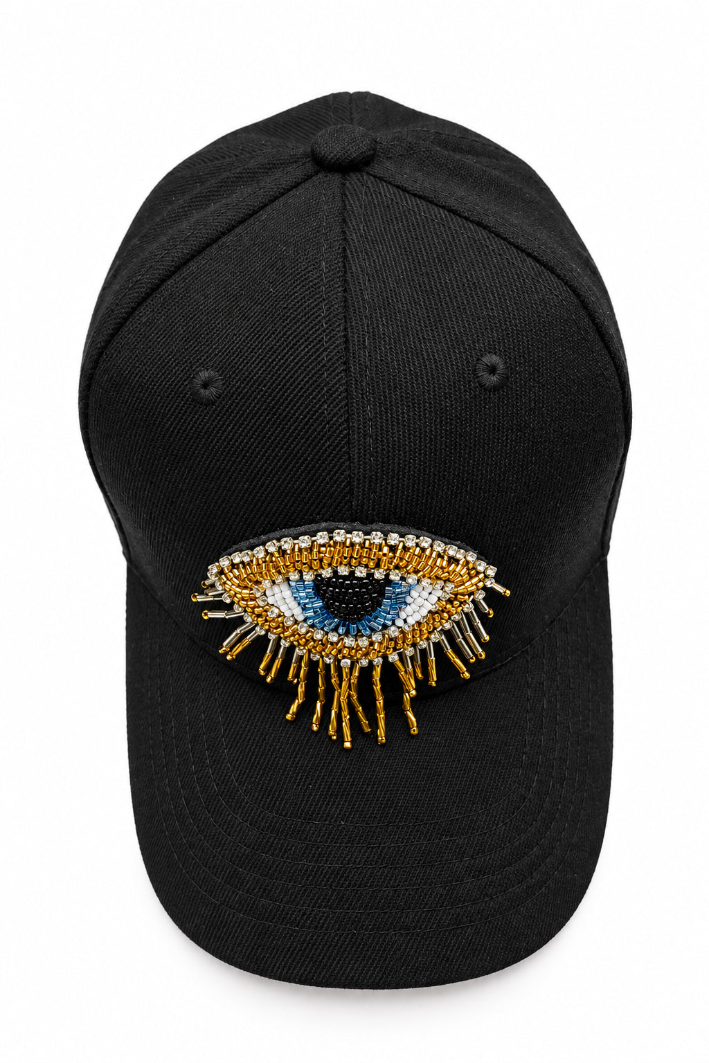 Glamorous Beads & Crystal Paved Evil Eye Hat