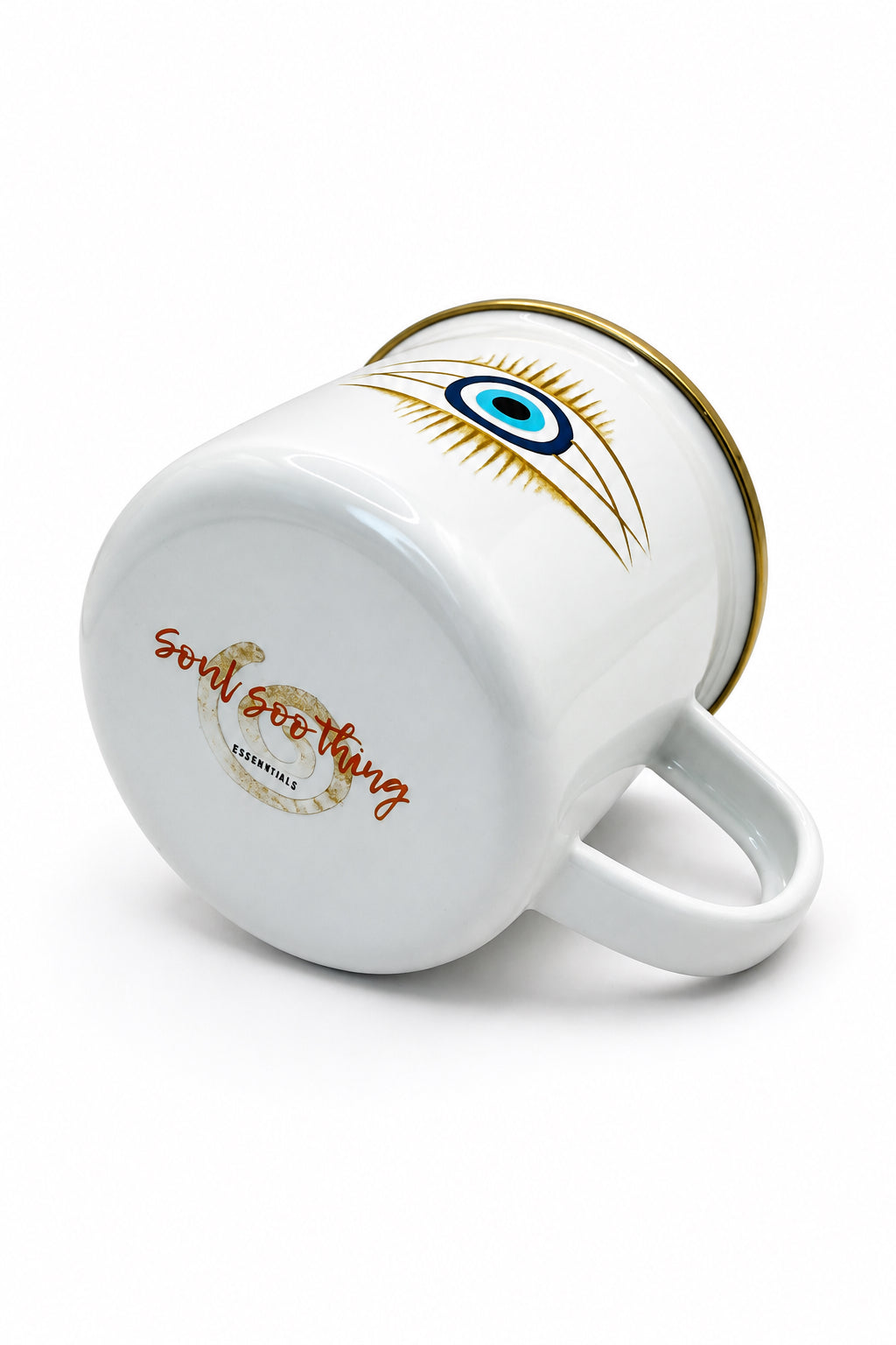 Double Lid Turkish Eye Enamel Mug - 12oz