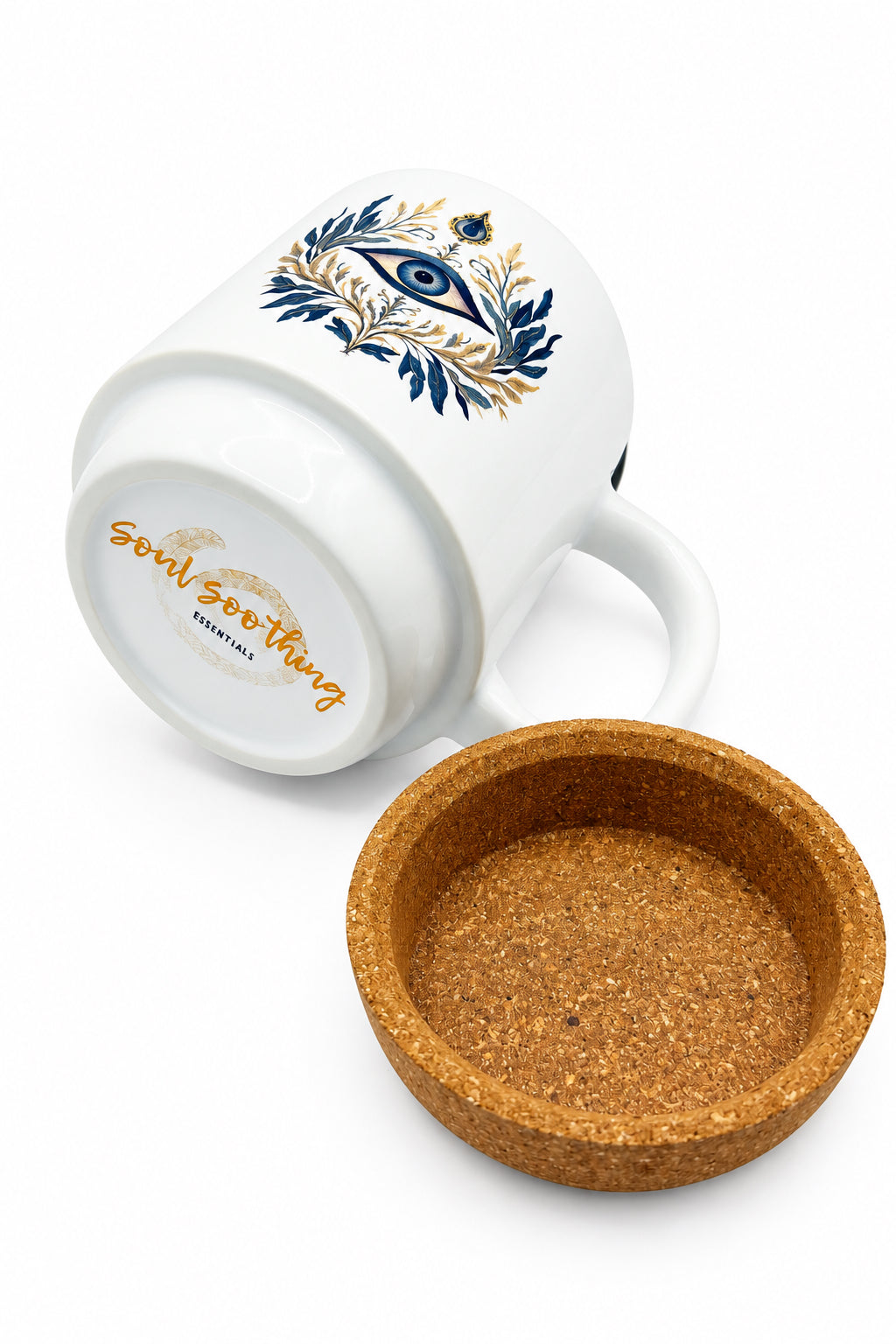 Stunning Eye Ceramic Mug with Cork Base & Plastic Lid - 15oz